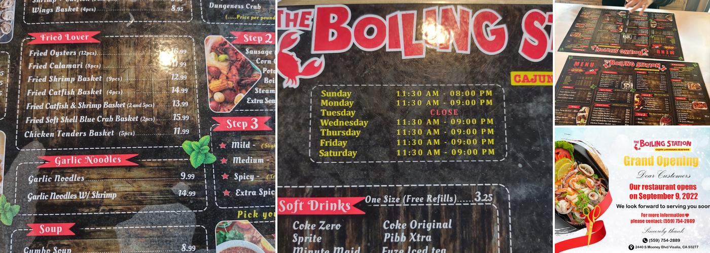The Boiling Station Menu