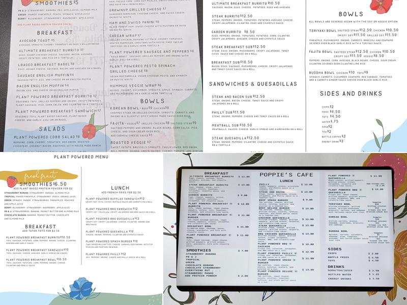 Poppie's Cafe Menu