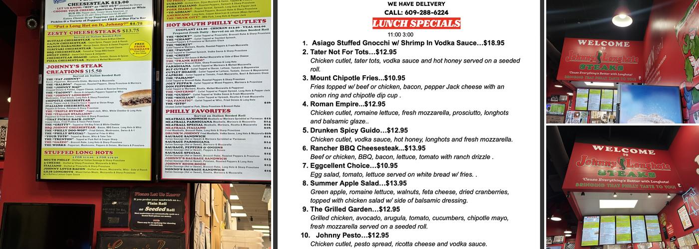 Johnny Longhots Steaks - Hainesport, NJ Menu