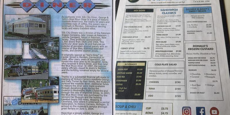 George and Sally’s Blue Moon Diner Menu