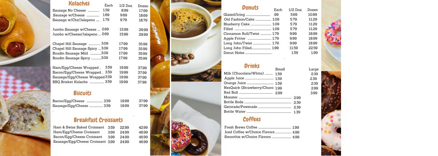 Lake Donuts Menu