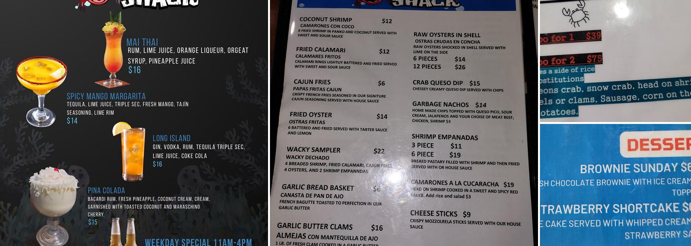 Wacky crab shack Menu