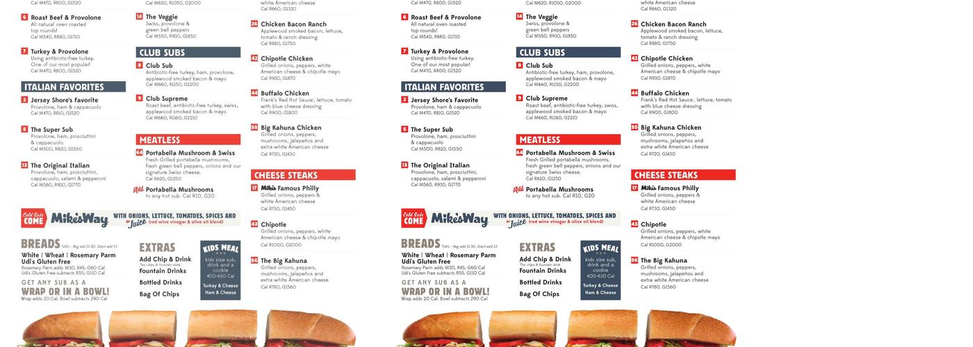 Jersey Mike's Subs Menu
