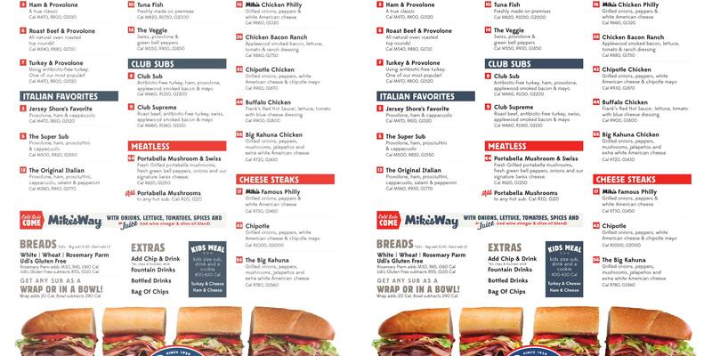 Jersey Mike's Subs Menu