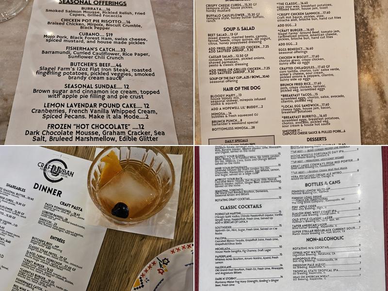 Craft Urban Aurora Menu