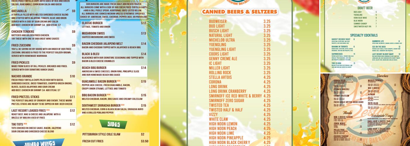 Last Resort Riverfront Bar & Grill Menu