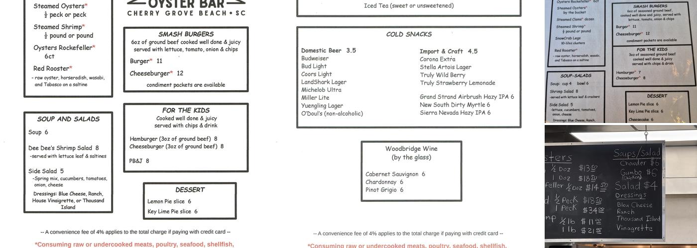 Tailgate Oyster Bar Menu