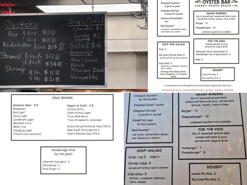 Tailgate Oyster Bar Menu