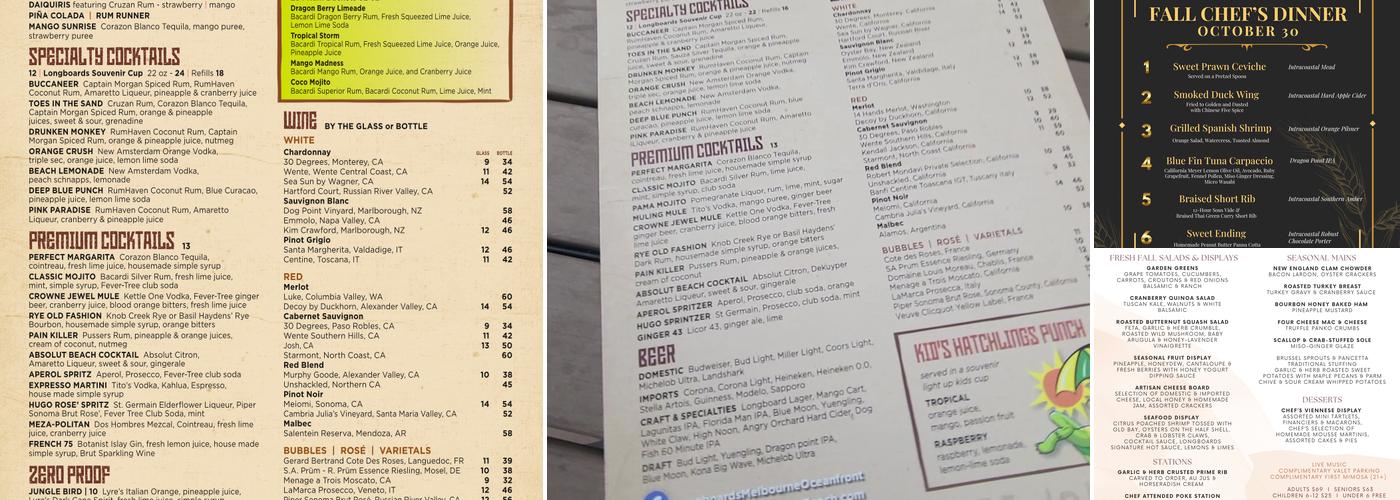 Longboards Oceanfront Grille Menu