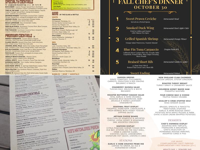 Longboards Oceanfront Grille Menu