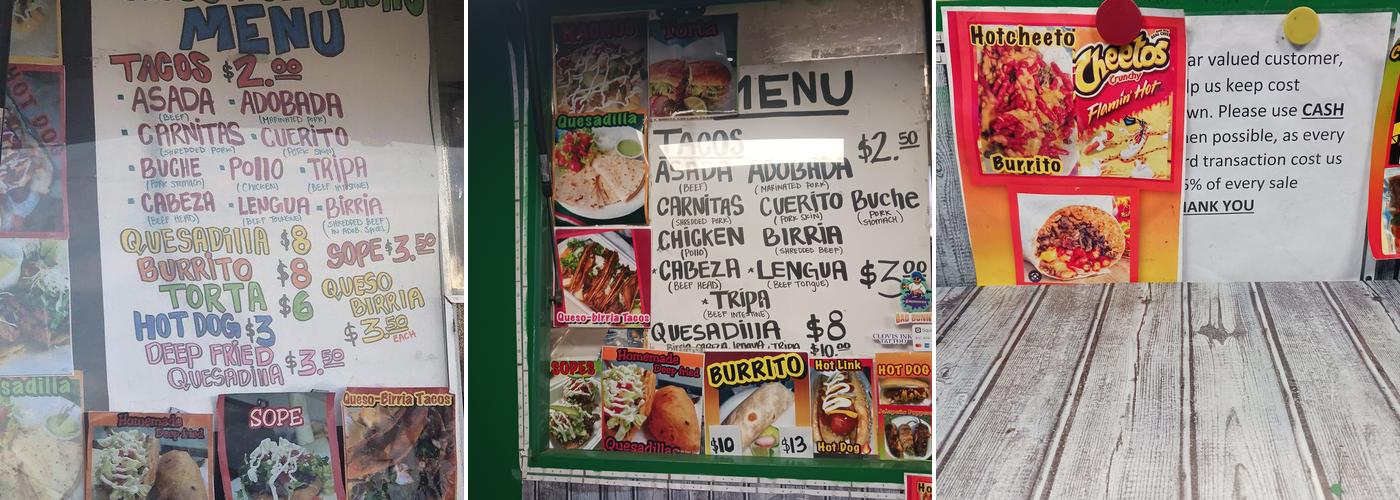 Taco's Don Chicho Menu