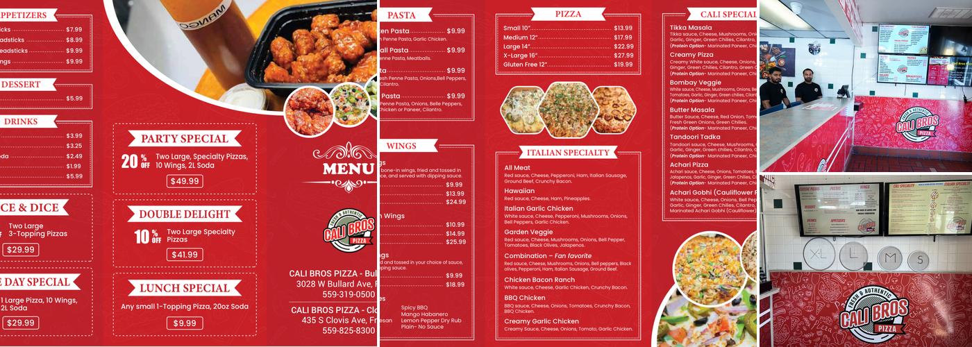 Cali Bros Pizza Menu