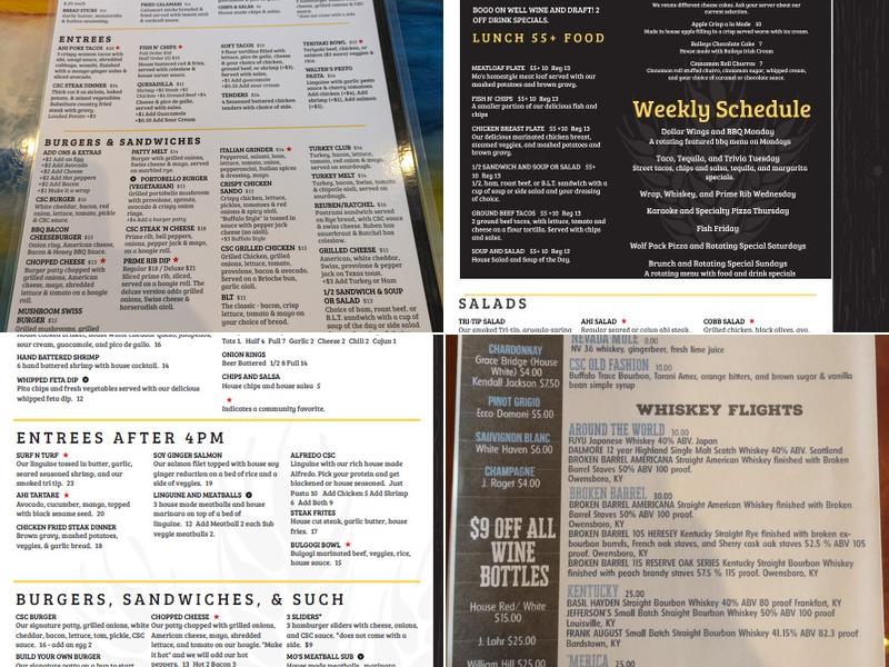 Cold Springs Crossing Bar & Grill Menu