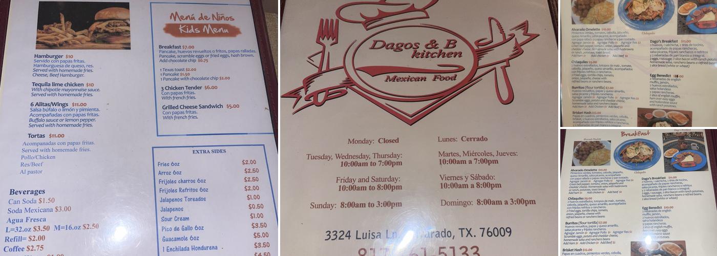 Dago’s & B Kitchen Menu