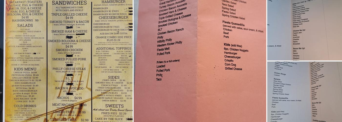 Kristy's Cook Shack Menu