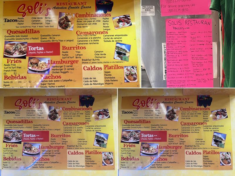 Solis Restaurant Menu