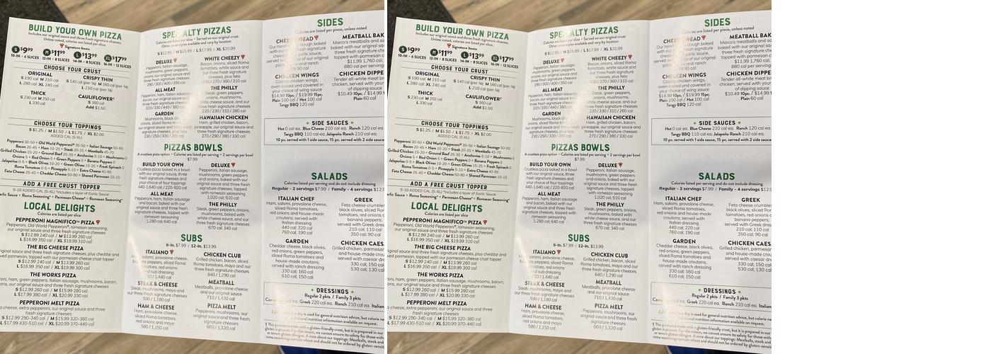 Marco's Pizza Menu