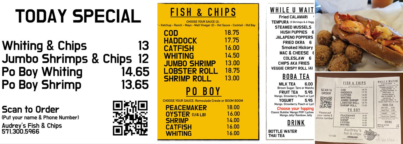 Audrey's Fish and Chips Menu