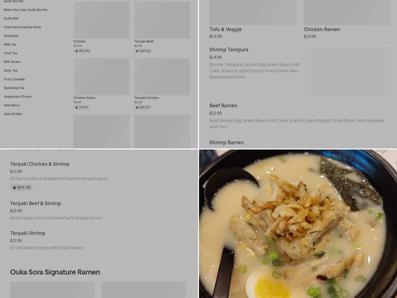 Ouka Sora Poke•Ramen•Teriyaki•Tea Menu