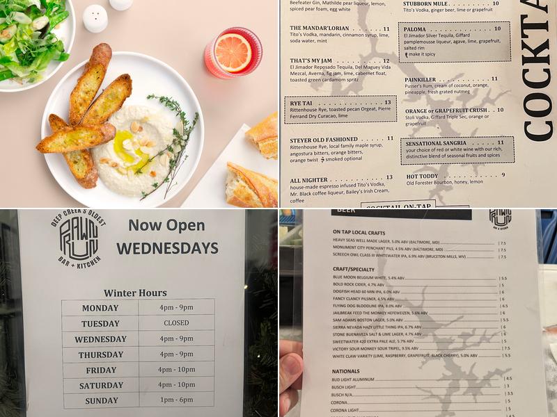 Pawn Run Bar + Kitchen Menu