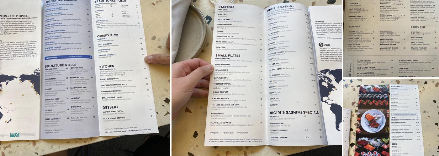 Bamboo Sushi Menu