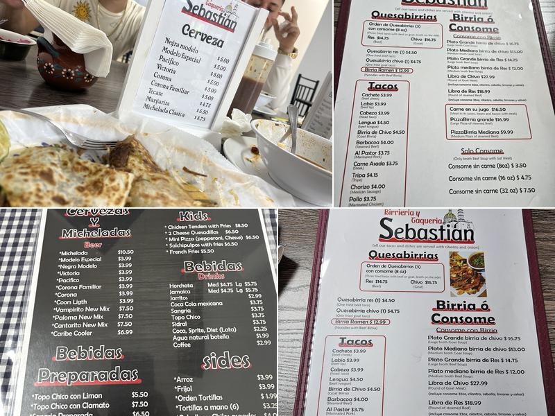 Birrieria y Taqueria Sebastian Menu