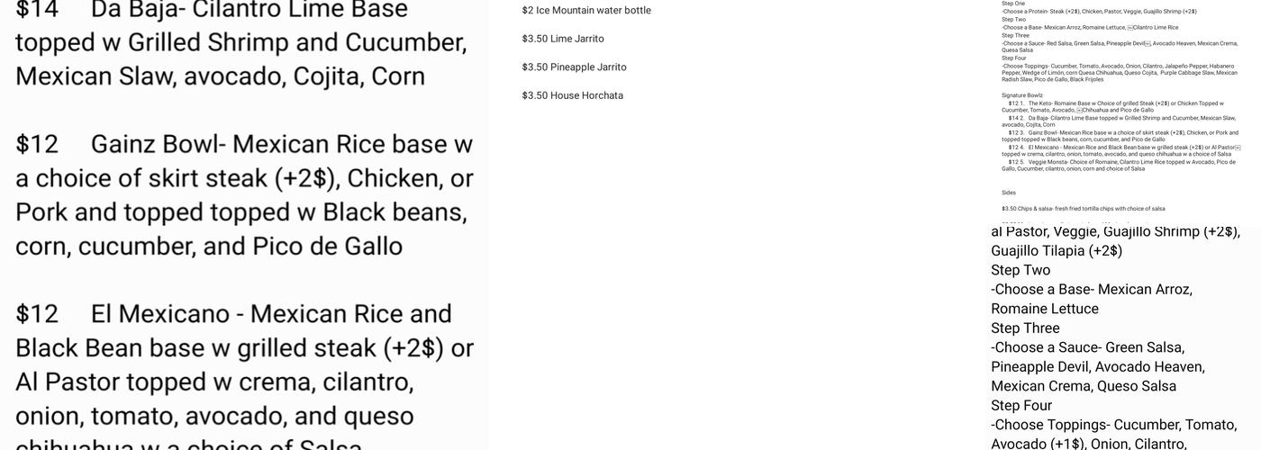 IncrediBOWLS Chicago Menu