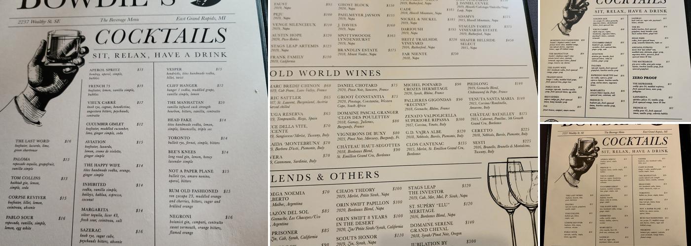 Bowdie’s Chophouse Menu
