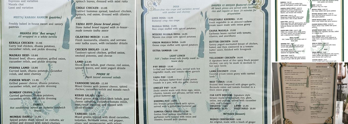 Far Eats Cafe Menu