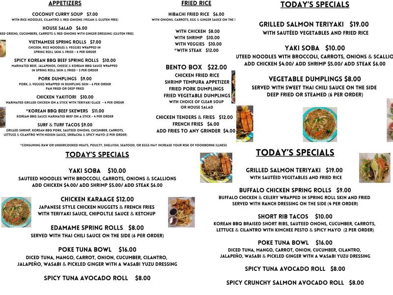 Sonny’s Asian Grinders & More Menu