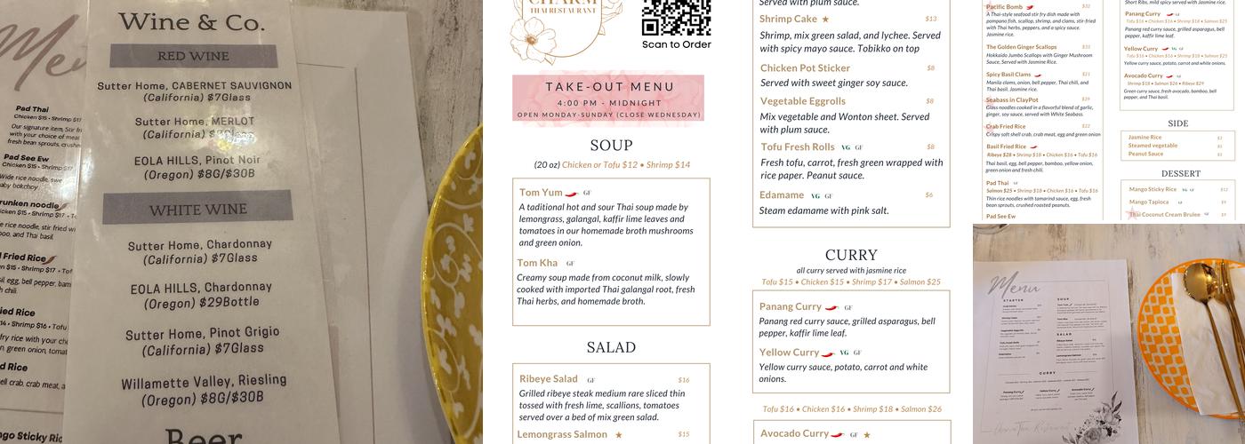 Charm Thai Restaurant Menu