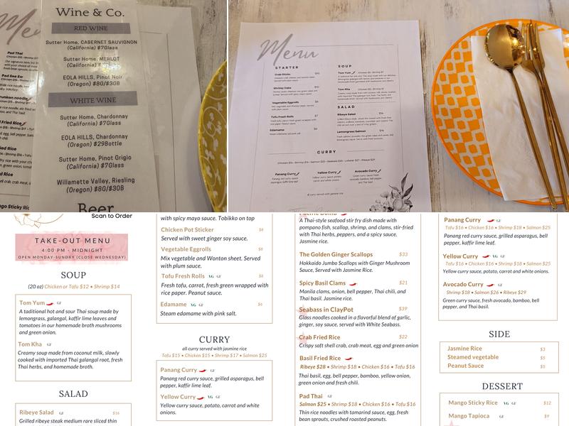 Charm Thai Restaurant Menu