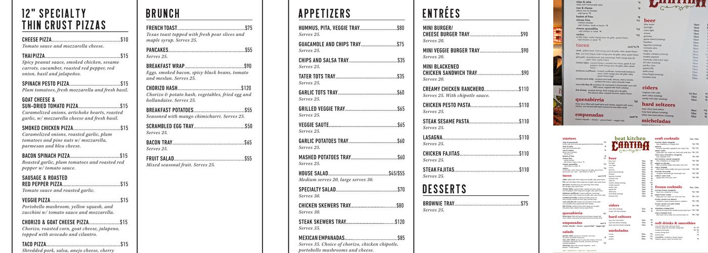 Beat Kitchen Cantina at Navy Pier Menu