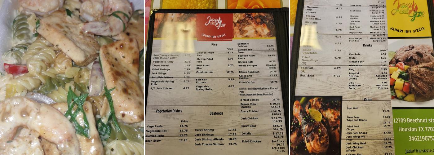 Jadari Irie Sizzle Menu