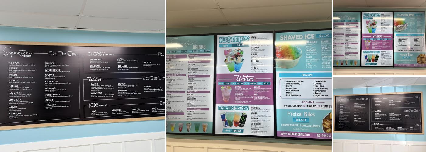 Coco's Sodas + Sweets Menu