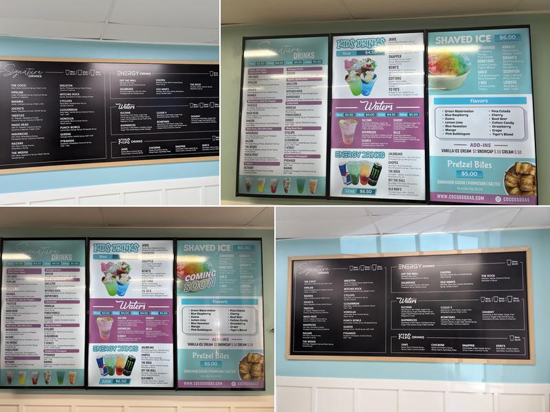 Coco's Sodas + Sweets Menu
