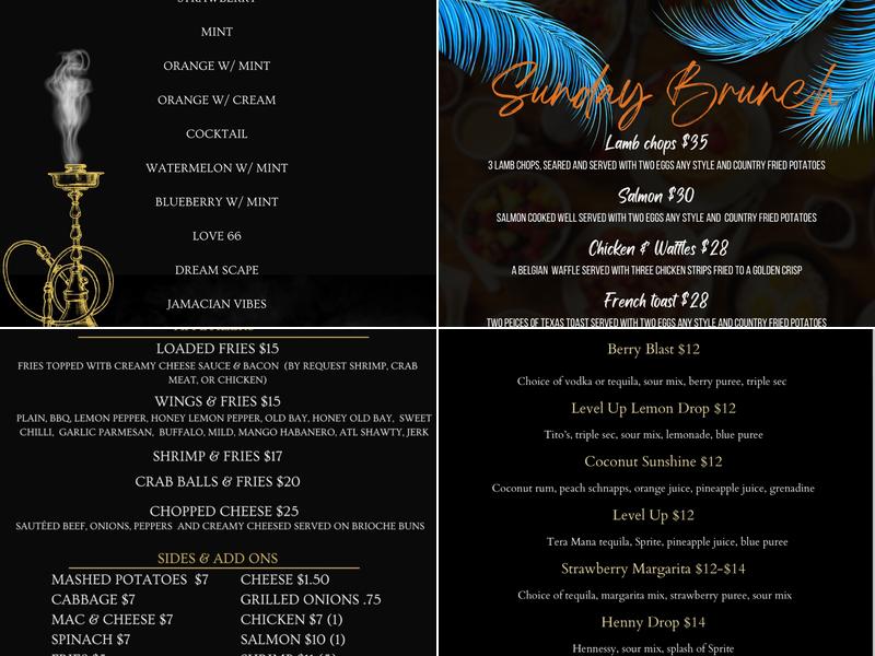 Levels Lounge Menu
