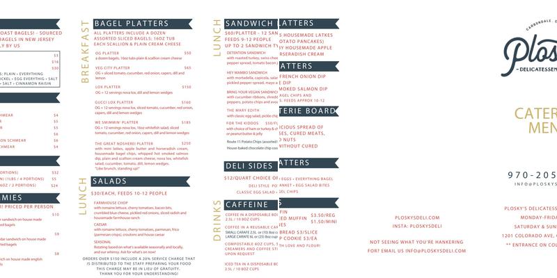 Plosky's Deli Menu