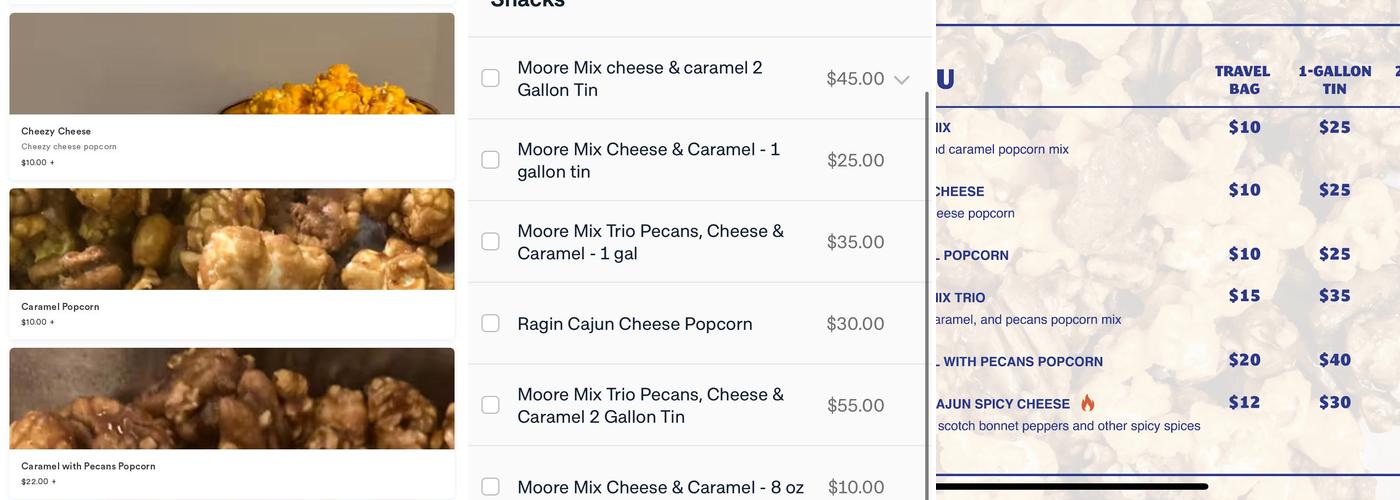 Moore Poppin Menu