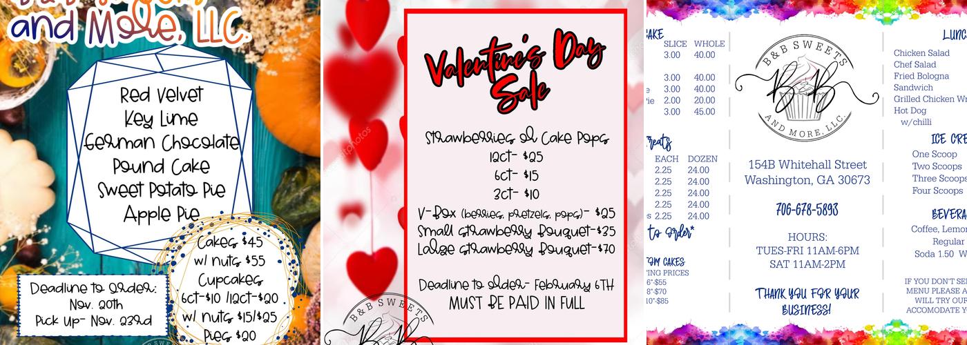 B&B Sweets and More, LLC Menu