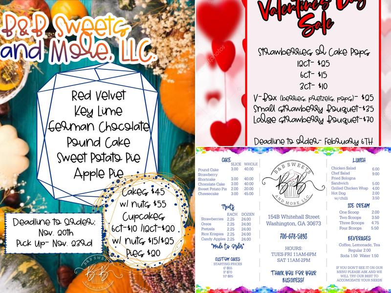 B&B Sweets and More, LLC Menu