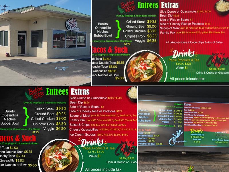Bubba Ritos Menu