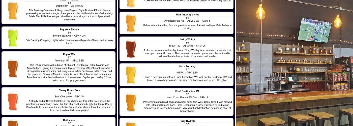 Barrel Splitters Brewing Menu