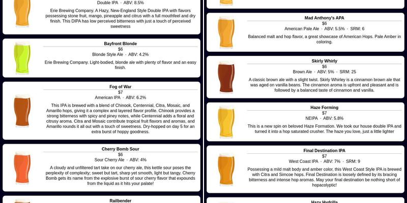 Barrel Splitters Brewing Menu