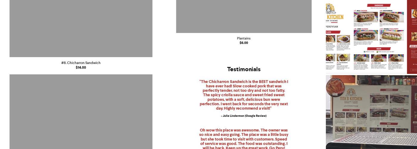 Tita's Kitchen - Troutdale Station Menu