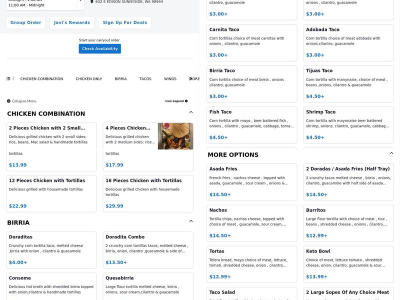 Javi’s Chicken and Churros #2 Menu