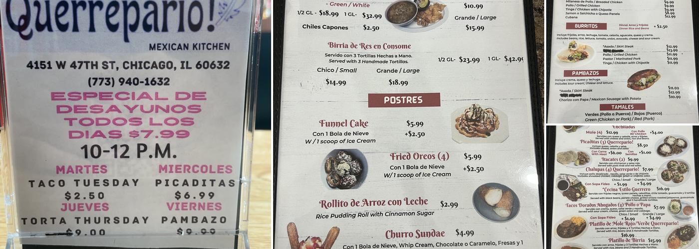 Querrepario Menu