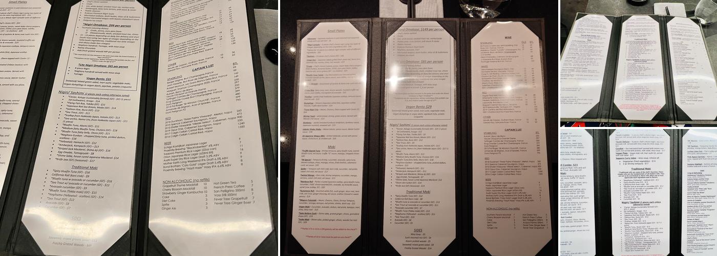 M Sushi Cary Menu
