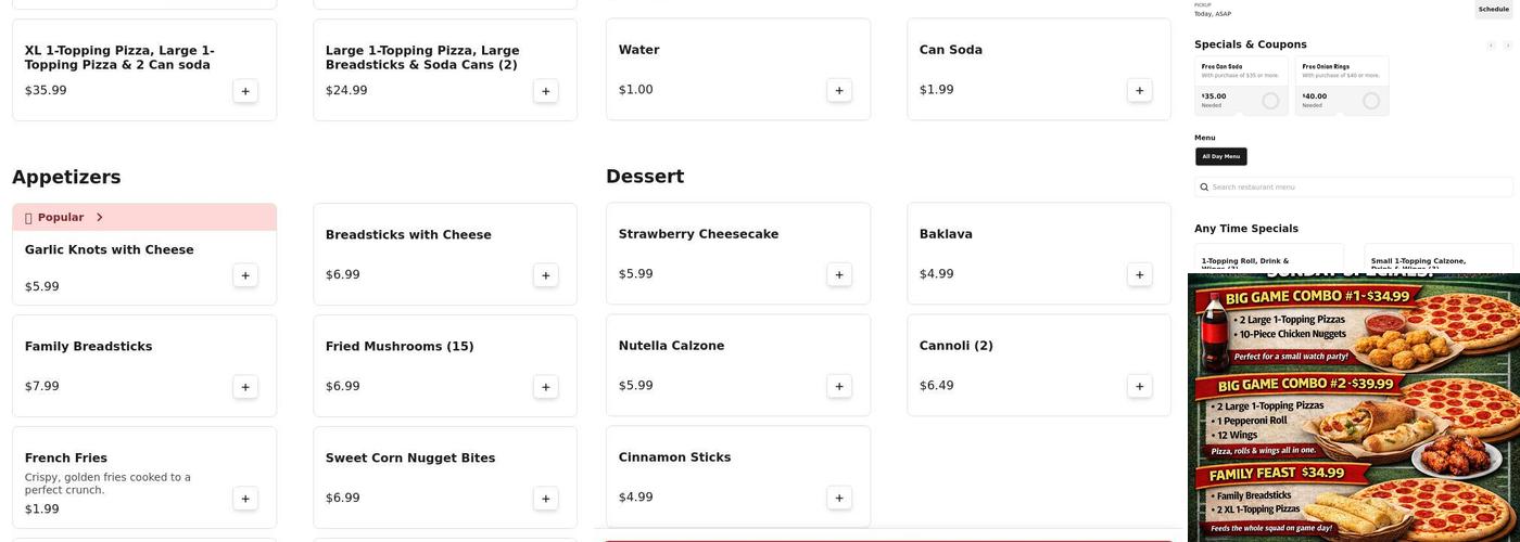 PortaBella Menu