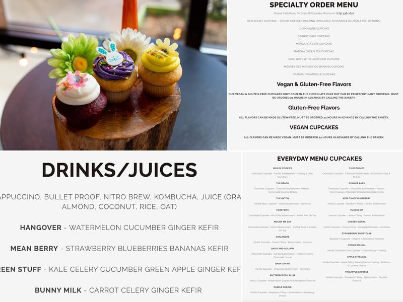 Batch Cupcakery Menu